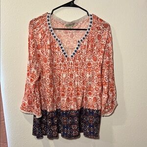 Vintage America Red and Blue Floral Blouse